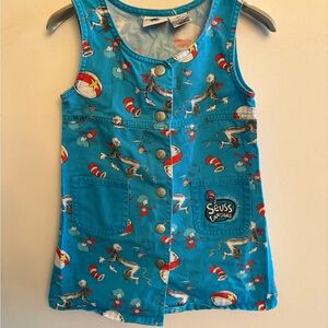 Vintage Dr. Seuss Blue Kids Dress with Character Print